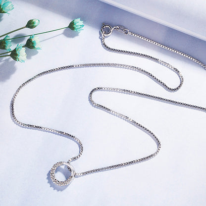 Round Diamond Zircon Pendant Necklace Clavicle Chain