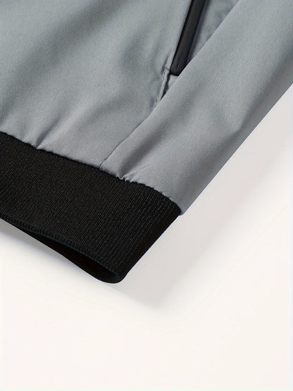 Men'S Letter Embroidered Casual Bomber Jacket