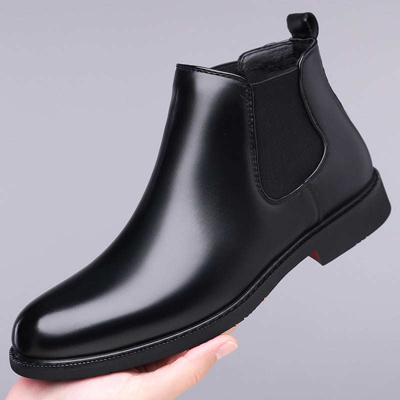 Autumn And Winter Fleece-lined Martin Boots Men's Shoes Cross-border Amazon Wear-resistant Worker Boot Rubber Outdoor Mountaineering Plus Size 38-4