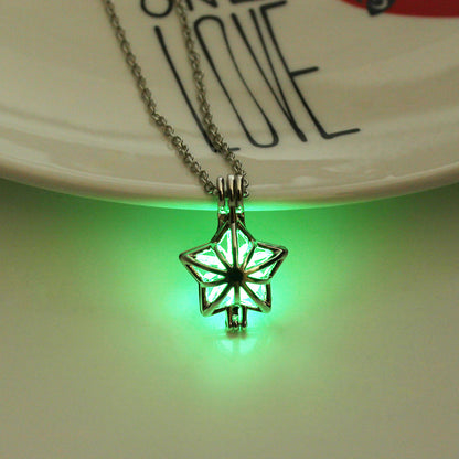 Christmas Luminous Pentagram Necklace Halloween Luminous Star Necklace