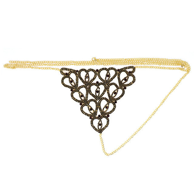 Accessories Rhinestone Claw Chain Body Chain Heart Shaped Sexy Bikini Panties