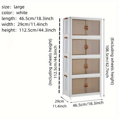 1pc Rectangle Storage Box with Lids, Plastic Waterproof Collapsible Organizer on Wheels, Magnetic Closure Multipurpose Container for Home & Kitchen Storage