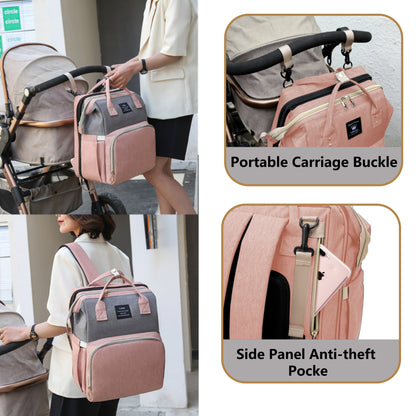 Moire Diaper Bag Backpack, Soft Shell, Multifunctional, Large Capacity, Travel Backpack with Changing Station, Sunshade, Breathable Mosquito Net, Zipper Closure, Mixed Color, Polyester Fiber, with Utility Pocket, for