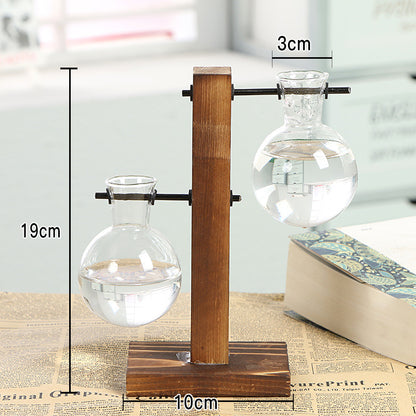 Creative Wooden Glass Bottle Plant Vase