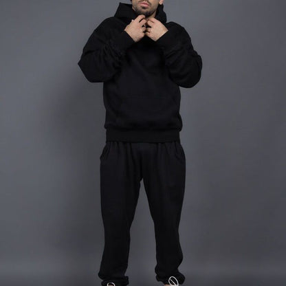 Men's Casual Loose Solid Color Hooded Sweatshirt Pants
