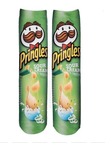 Potato Chips 3D Printed Socks Leshi Odd Zero Food Heat Transfer Stockings Printing Personality