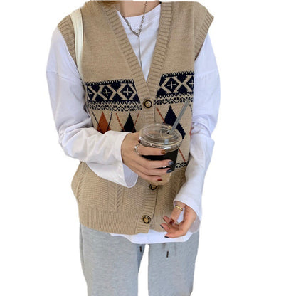 Loose Outer Wear Cardigan Sleeveless Top