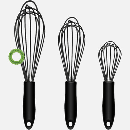 3pcs Food Grade Silicone Whisk, Manual Egg Whisk Mixer, Egg Beater, Household Baking Tools, Kitchen Supplies