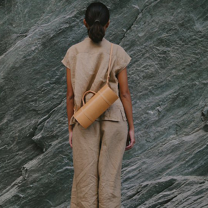 Women's Handwoven Bamboo Tube Bag | Sustainable Shoulder