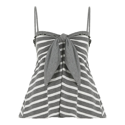 V-neck Bow-knot Design Casual Short Loose-fit Vest