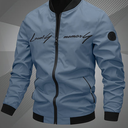 Men'S Letter Embroidered Casual Bomber Jacket