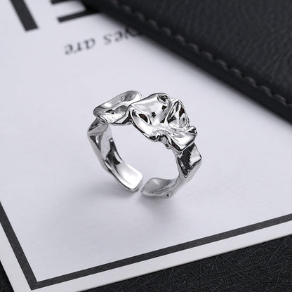 Metal Wind Exaggerated Folds  Ring Women's Fashion Irregular