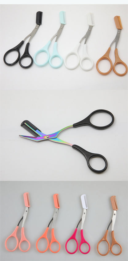 Eyebrow Trimmer Scissor with Comb Facial Hair Removal Grooming Shaping Shaver Cosmetic Makeup Accessories, Eyebrow Grooming Kit, Scissers for Eyebrow, Eyebrow Kit for Women, Eyebrow Stamp Kit Set, Eyebrow Clippers