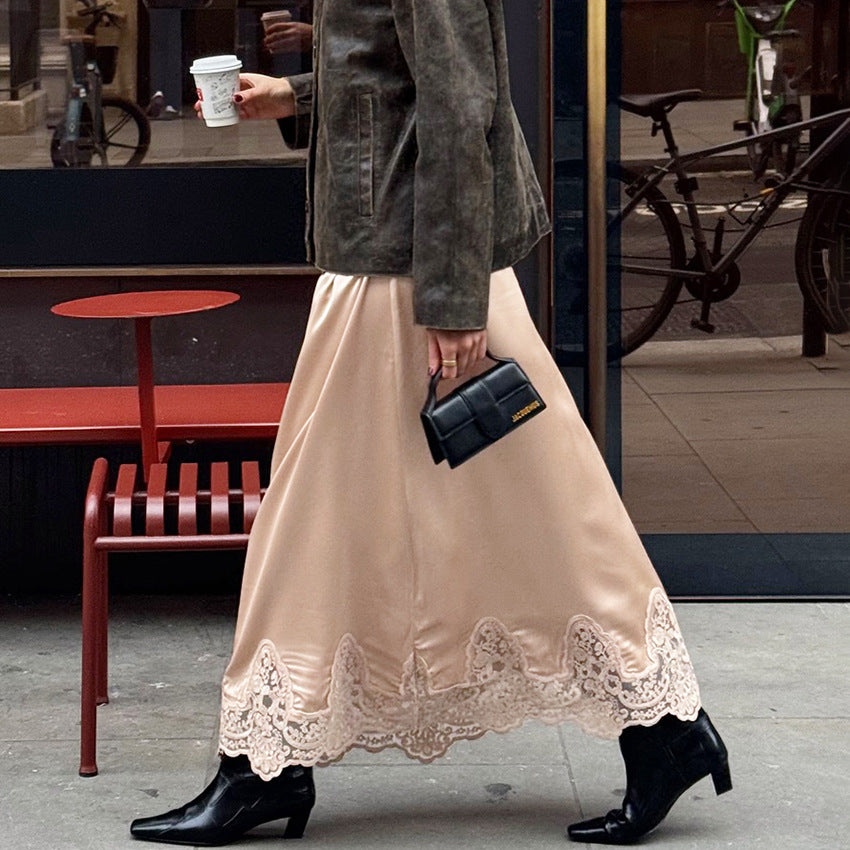 Women's Elegant And Sophisticated A-line Lace-trimmed Skirt That Goes With Everything