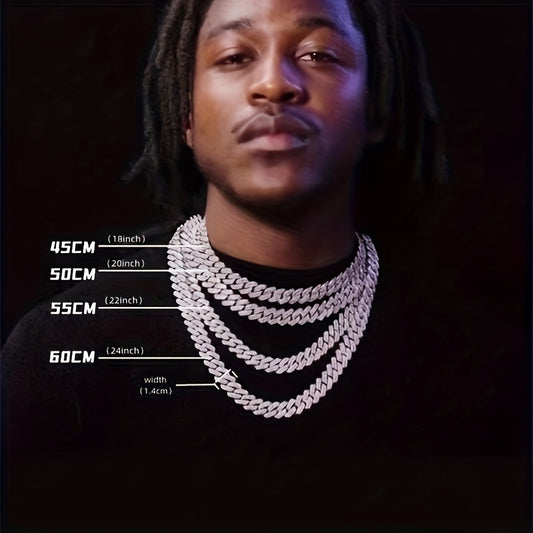 Men's Cuban Link Iced Out Necklace with Color Chains and Paved Rhinestones, Rapper CZ Cuban Chain Necklace for Women, Hip Hop Jewelry Gift