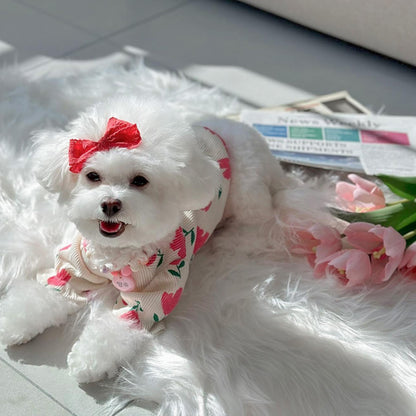 Dog Clothes Tulip Full Printed Waffle T-shirt