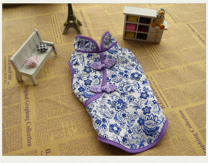 Pet Spring Summer And Autumn Clothes Tang Suit Brocade Cheongsam