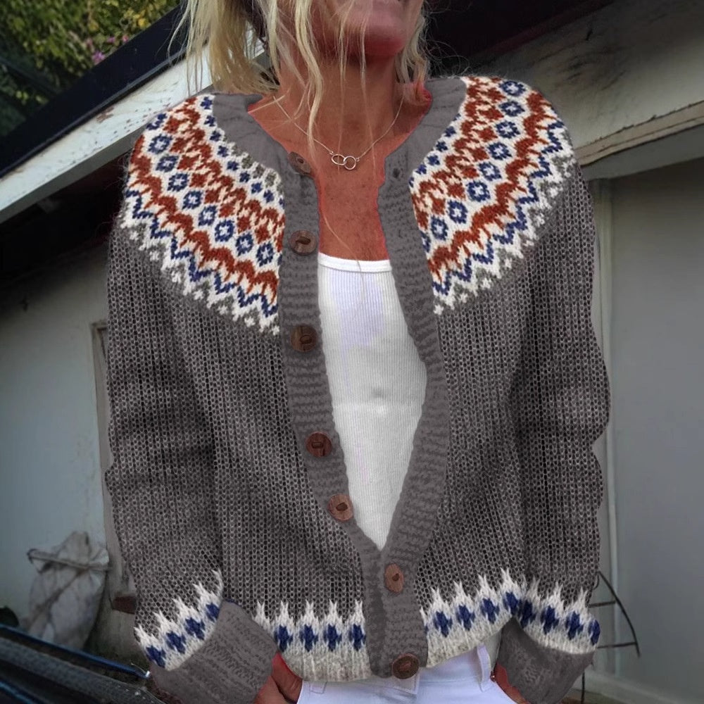 Cardigan Color-blocked Loose-fitting Fashionable Knitwear