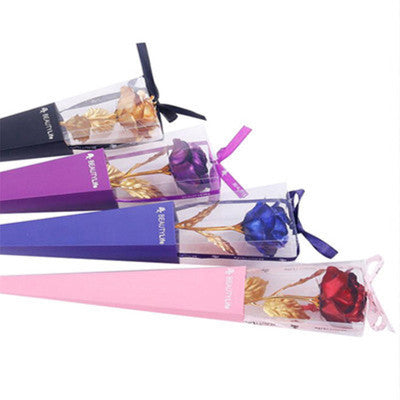 Gold Foil Rose Flower Window Gift Box For Valentine's Day