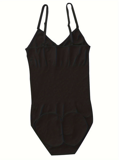 Women's Seamless Knit Bodysuit, Polyamide 85% Elastane 15%, Solid Color, No Padding, Chest Support Sling, Crotch Buckle Waist Pulling Hip Pants