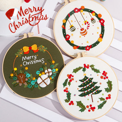 Christmas Day Gift Snowman Wreath Embroidery Material Package