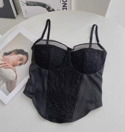 Pure And Seductive Lace Fishbone Camisole For WomenOuterwear And Underwear