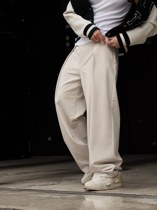 High-waisted Pleated Casual Pants