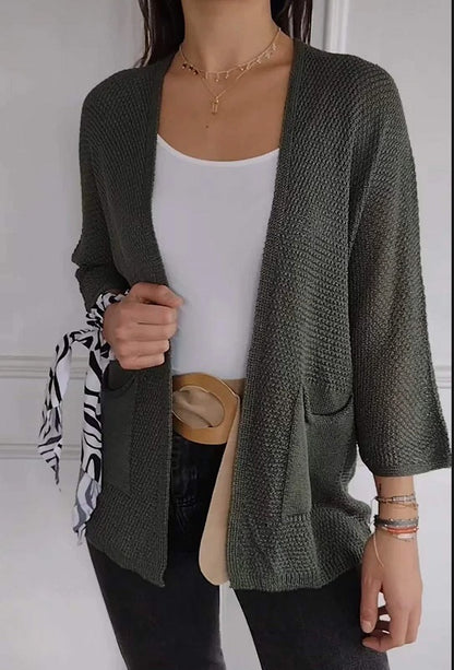 Women's Waffle Nine-quarter Sleeve Urban Casual Cardigan Coat