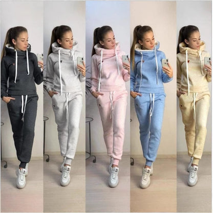 New Women's Fleece Fashion Leather-label Casual Sportswear Set