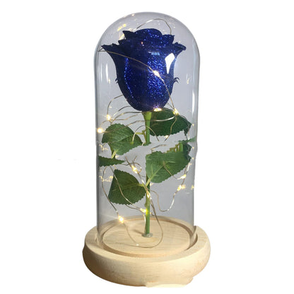 Qixi Valentine's Day Creative Gift Suggestion Decoration Gold Foil Preservation Glass Cover Rose
