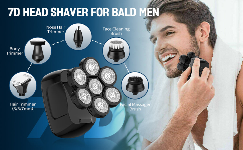 Sejoy Bald Men Hair Clippers Set Body Hair Shaving Machine Electric Head Shaver Facial Beard Trimmer Stainless Steel Blades