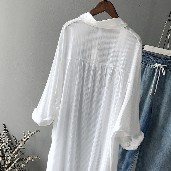 Cardigan Long Sleeve Sunscreen Coat Mid-length Shirt For Women