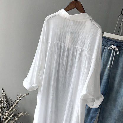 Cardigan Long Sleeve Sunscreen Coat Mid-length Shirt For Women