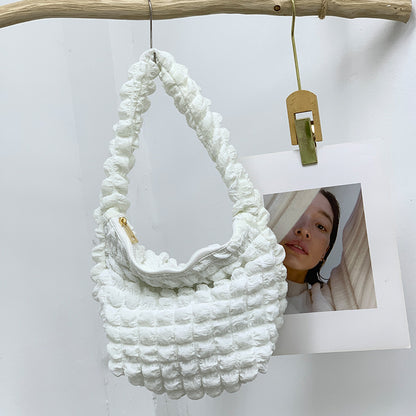 Women's Fashion Casual Solid Color Pleated Clouds Underarm Bag
