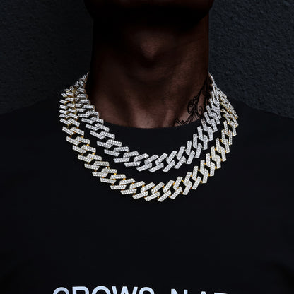 Men's Cuban Link Iced Out Necklace with Color Chains and Paved Rhinestones, Rapper CZ Cuban Chain Necklace for Women, Hip Hop Jewelry Gift