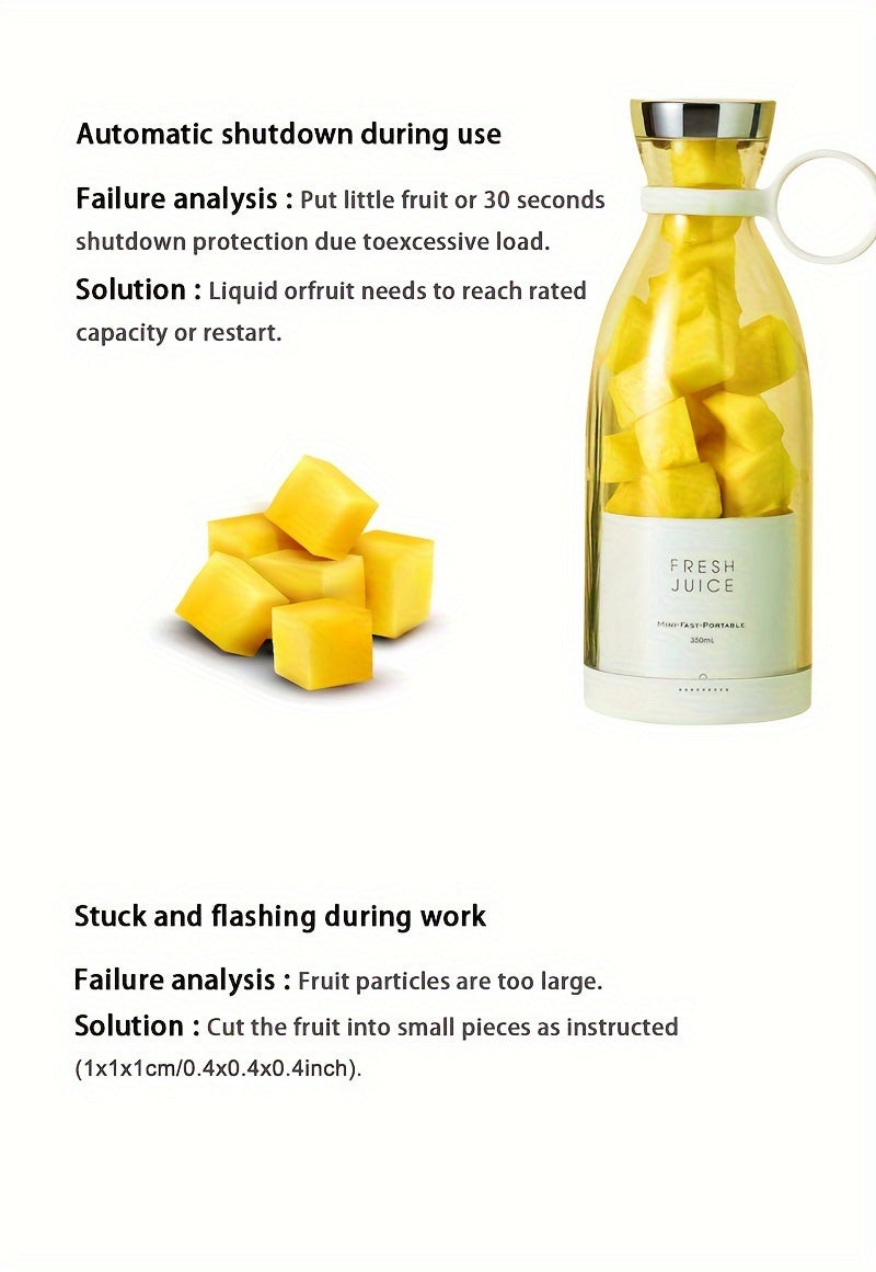 350ML Portable Electric Wireless Mini Fruit Blender Juicer - Perfect for On-the Go!