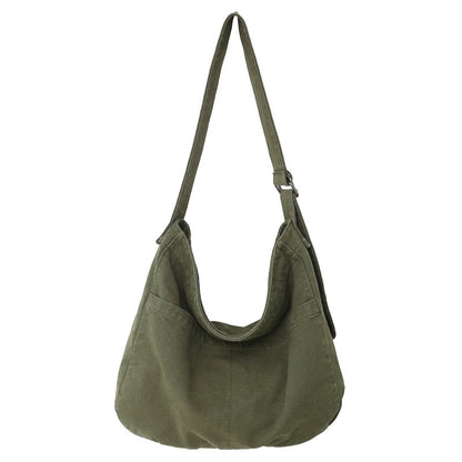Women's Large Capacity Idle Style Artistic Simple Canvas Bag School College Students