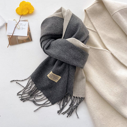 Double-sided Solid-color Scarf For Women