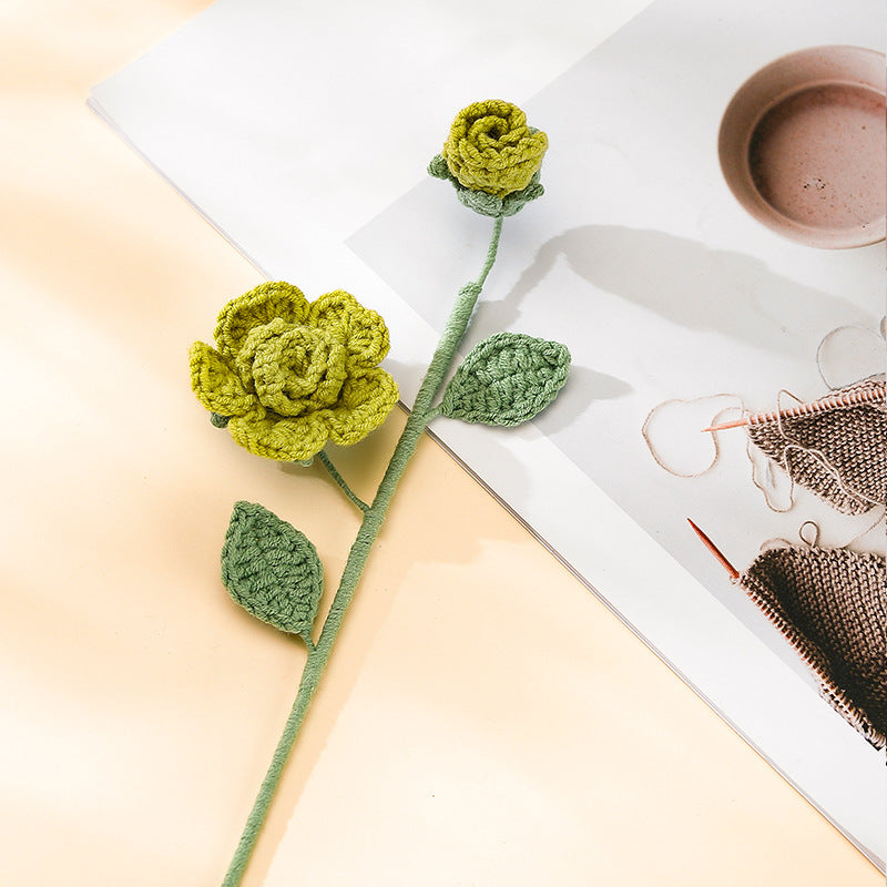 Hand-woven Barbie Rose Creative Wool Artificial Flower Living Room Furnishings Valentine's Day Gift Birthday Gift