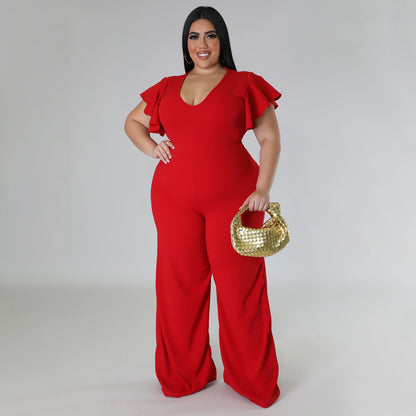 New Multi-color Lotus-leaf Women's Wide-leg Pants