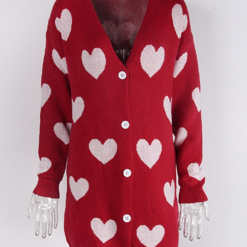 Fashion Love Mid-length Coat Sweater Women