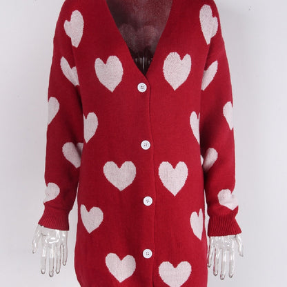 Fashion Love Mid-length Coat Sweater Women