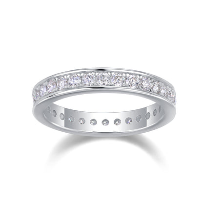 Trajectory - Set With Top-quality Moissanite S925 Silver And Platinum-plated Diamond Wedding Ring, The Ring Can Be Tested With A Diamond Pen In Gold And Rose Gold