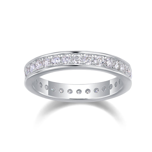 Trajectory - Set With Top-quality Moissanite S925 Silver And Platinum-plated Diamond Wedding Ring, The Ring Can Be Tested With A Diamond Pen In Gold And Rose Gold