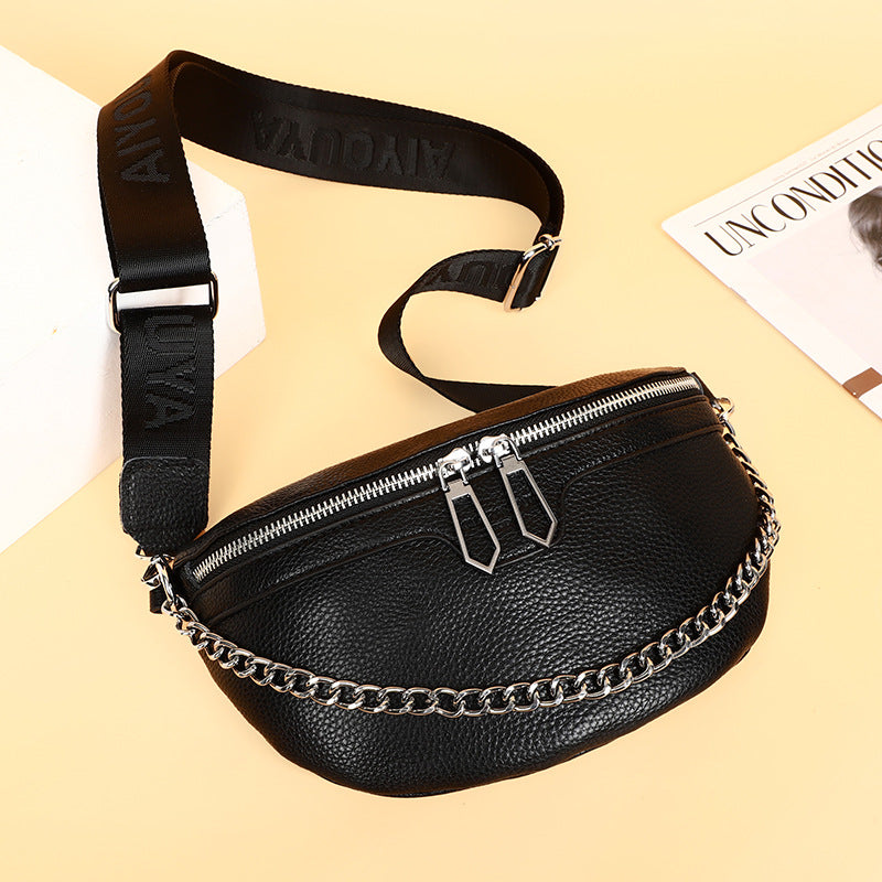 Casual Large Capacity Crossbody Leather Waist Bucket Bag