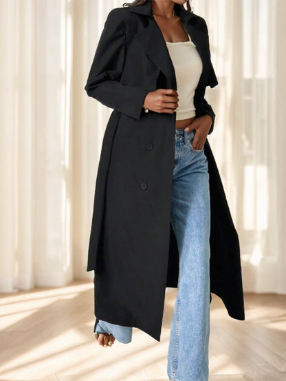 Women's Casual Double-Breasted Mid-Length Trench Coat