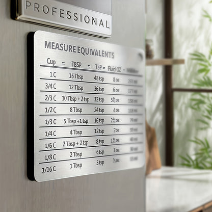 [1pc Magnetic Fridge Magnet Scale] 1pc Stainless Steel Fridge Magnet, With Magnetic Scale Plate, Common Unit Conversion Comparison Table 4.3in/3.3in