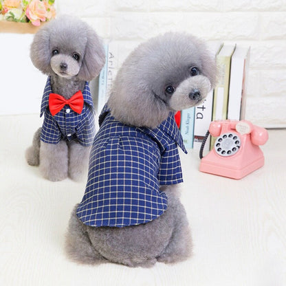 Pet Clothes New Dog Plaid Shirt European And American Suit Pet CLothes