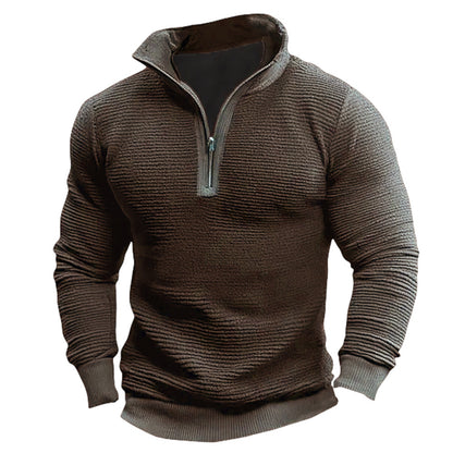 Premium Men's Contrast Zipper Sweatshirt - Casual Fleece Jacket