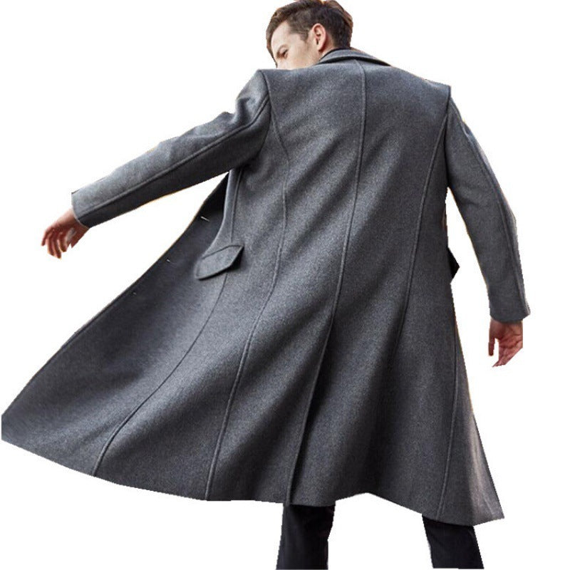 Langer Herren-Trenchcoat aus Wolle